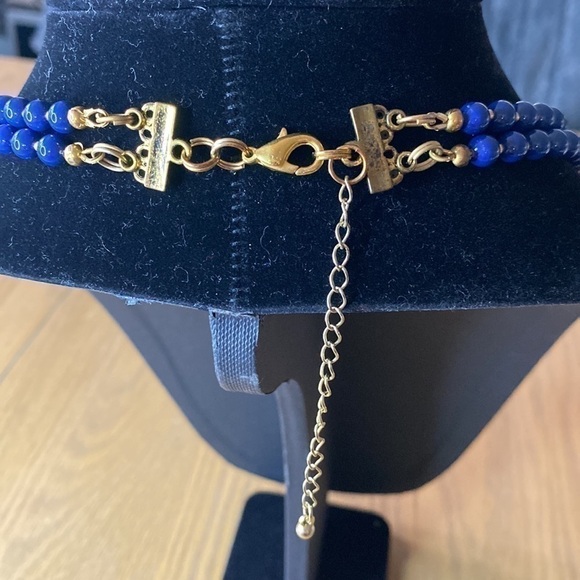 Copy - Vintage Royal Blue & Gold beads. Great look, double strand lays flat nec… - Picture 4 of 5